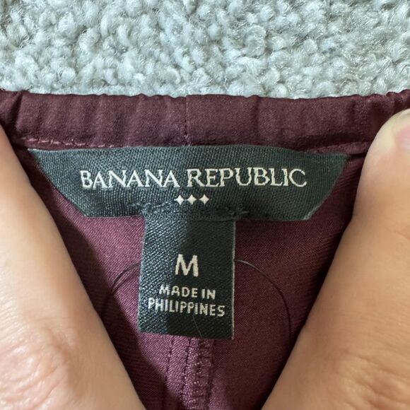 Banana Republic Top Womens Medium Pinot Noir Burgundy Halter Tie Neck Bow Back - Picture 8 of 14